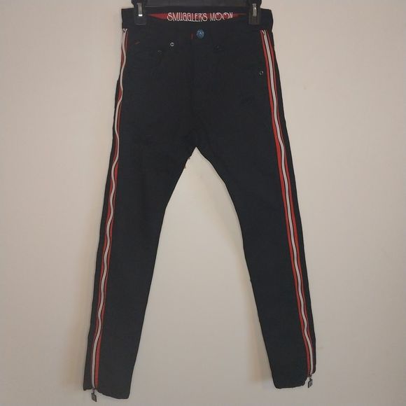 Men's NEW Smuggler's Moon Black Distressed Skinny Zip Jeans - 28/30 - Picture 1 of 10